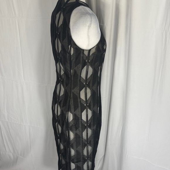 Boss Runway Edition Black Sheer Geometric Midi Dress Size 38 / US 6 - Picture 12 of 16